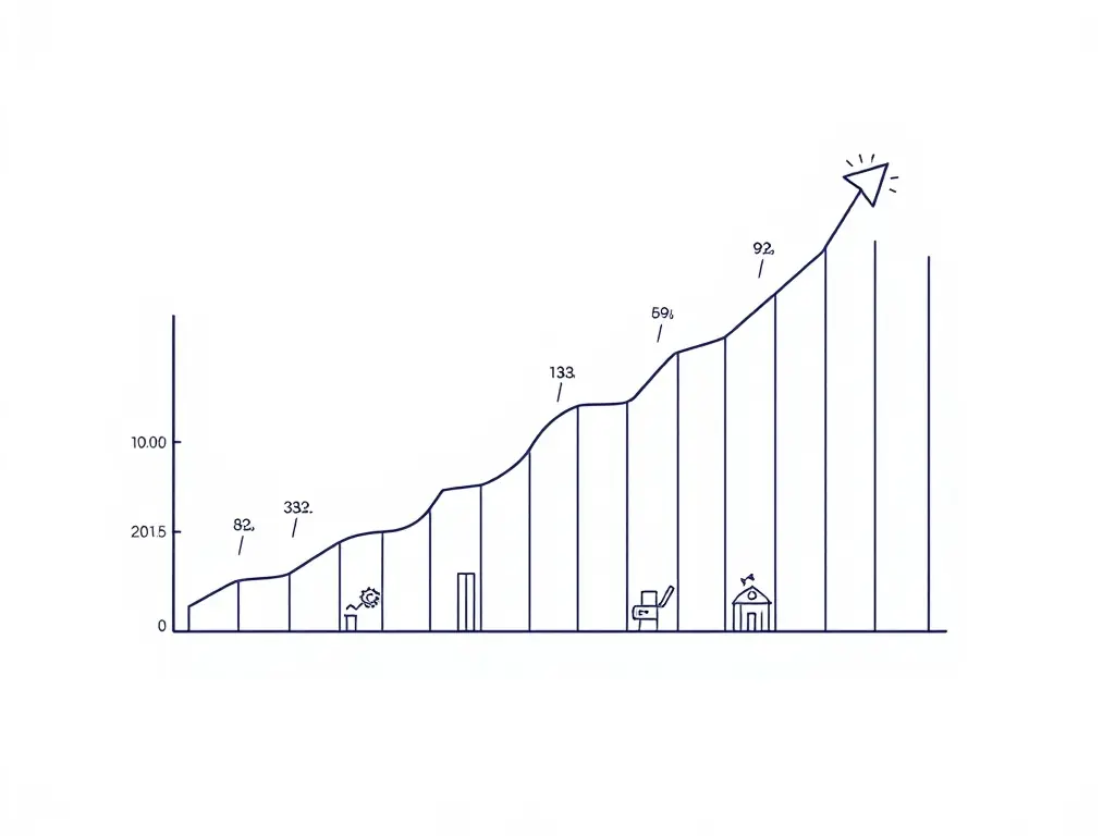A digital illustration of a graph trending upwards, symbolizing increased success and profitability through effective bidding strategies.